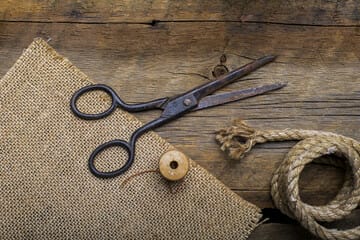 Burlap With Sewing Machine